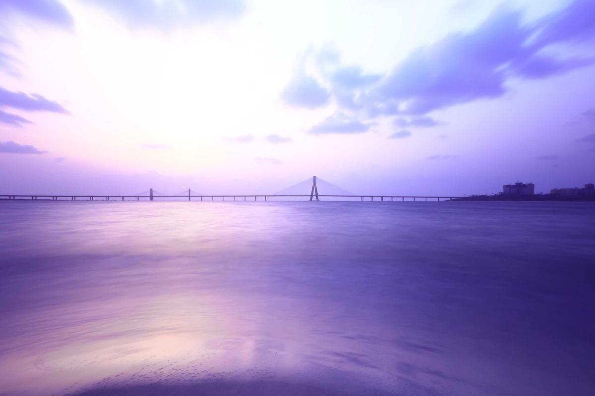 Long exposure view of a bridge over water